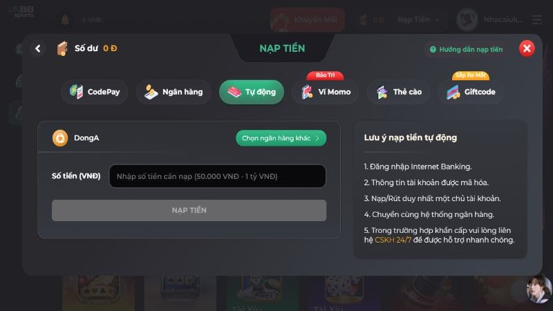 Nạp tiền vào Uk88 là một phần quan trọng đảm bảo trải nghiệm người chơi được thuận lợi và an toàn