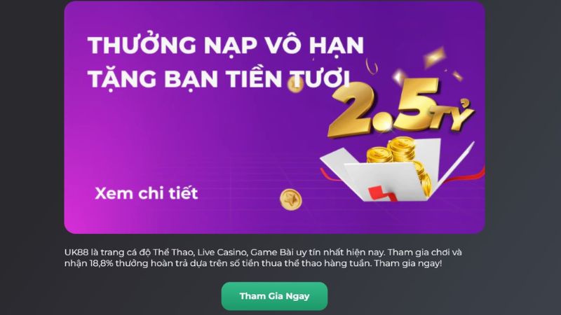 uk88 đã khẳng định được vị thế của mình nhờ vào hệ thống thưởng đăng ký hấp dẫn